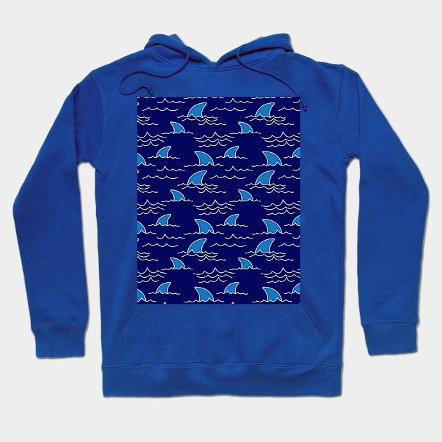 Shark Fins Pattern Hoodie by HotHibiscus